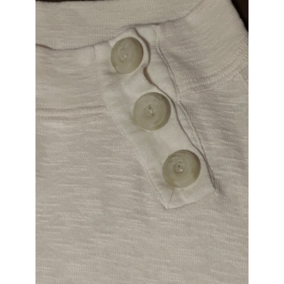 We the Free People Sz XS Ivory Don't Forget Me Top Button Neck Sweatshirt Hi Low - Picture 3 of 7